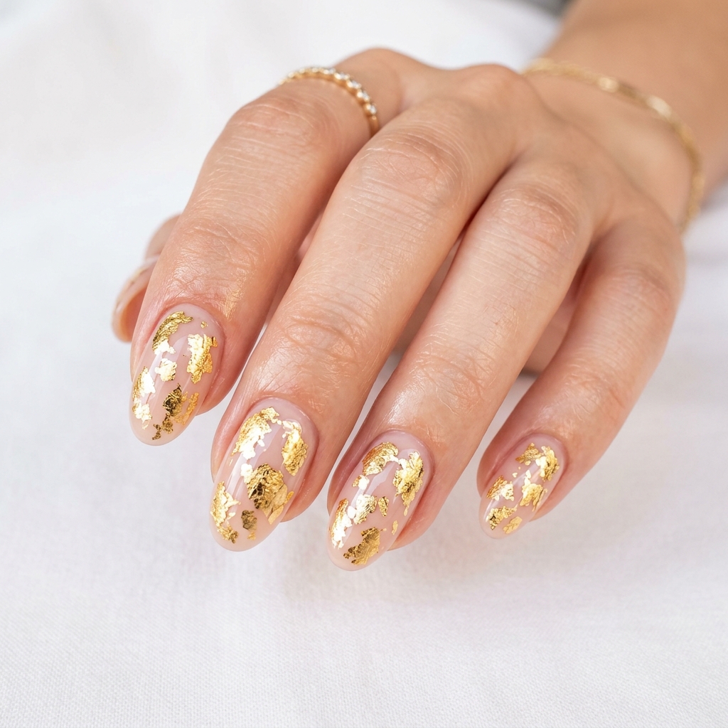 Leaf Nail Art: 30 Stunning Nature Inspired Ideas for Your Next Manicure 3 Gold Leaf Nails Art Ideas