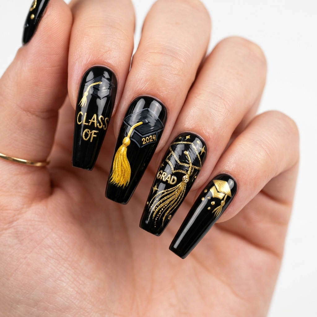 Tassel Graduation Nail Designs