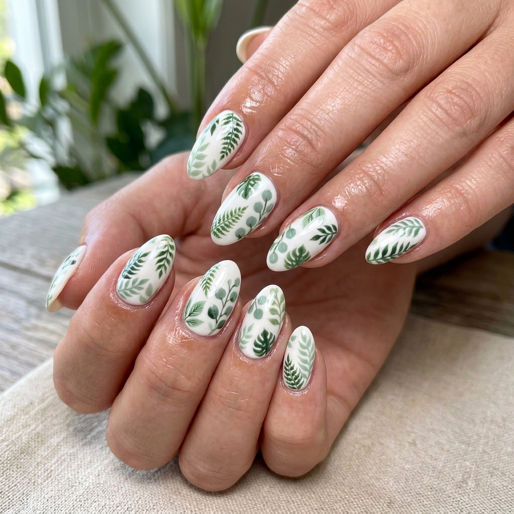 Leaf Nail Art: 30 Stunning Nature Inspired Ideas for Your Next Manicure 7 Green Leaf Nail Art Ideas
