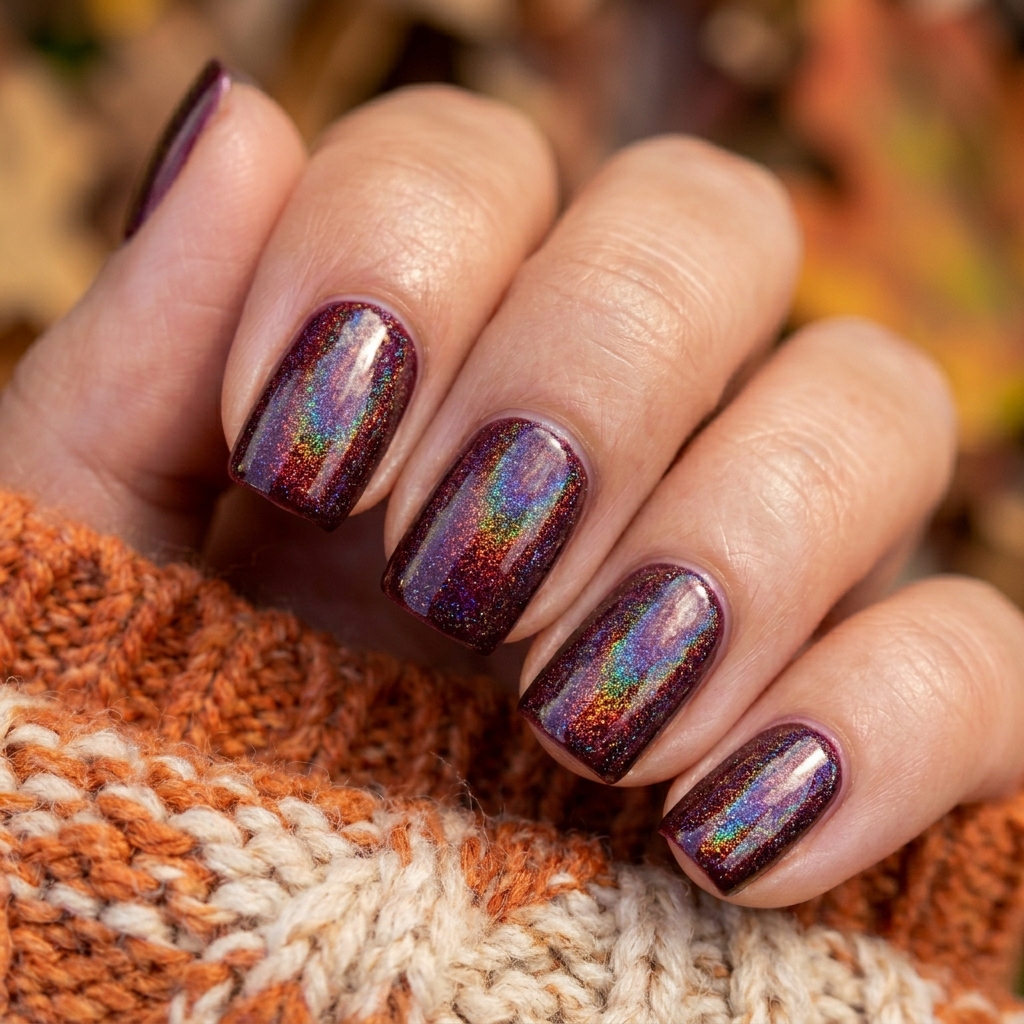 October Nail Designs: 30 Creative Ideas to Inspire Your Autumn Manicure 25 Holographic October Nail Design Ideas