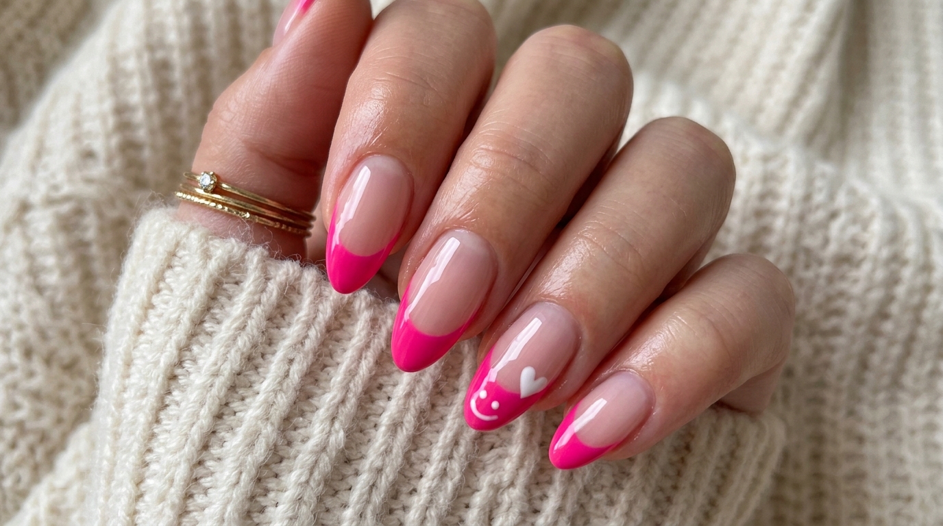 hot pink french tip nails