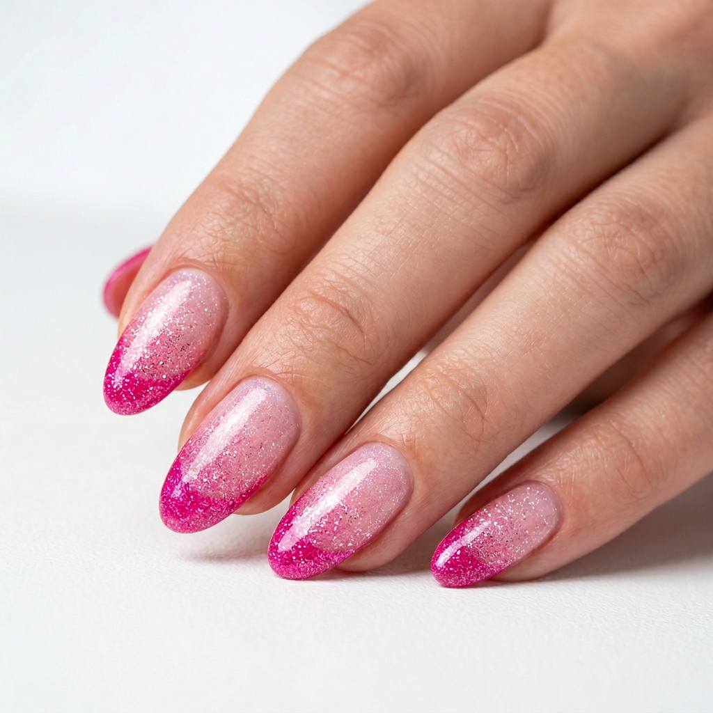 Hot Pink French Tip Nails 30 Ideas: The Ultimate Guide to Bold and Playful Nail Inspiration 9 Glitter Hot Pink French Tip Nails