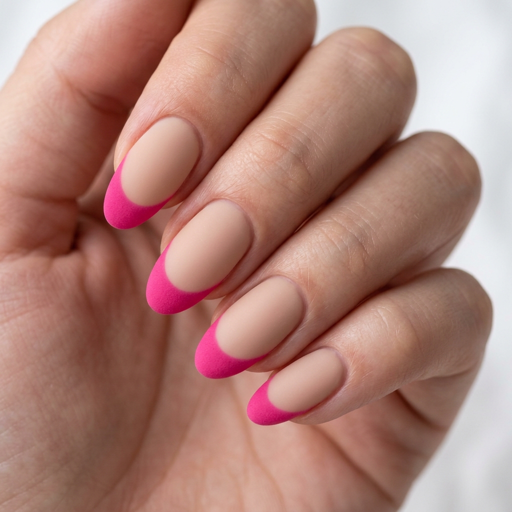 Hot Pink French Tip Nails 30 Ideas: The Ultimate Guide to Bold and Playful Nail Inspiration 15 Matte Finish Hot Pink French Tip Nails
