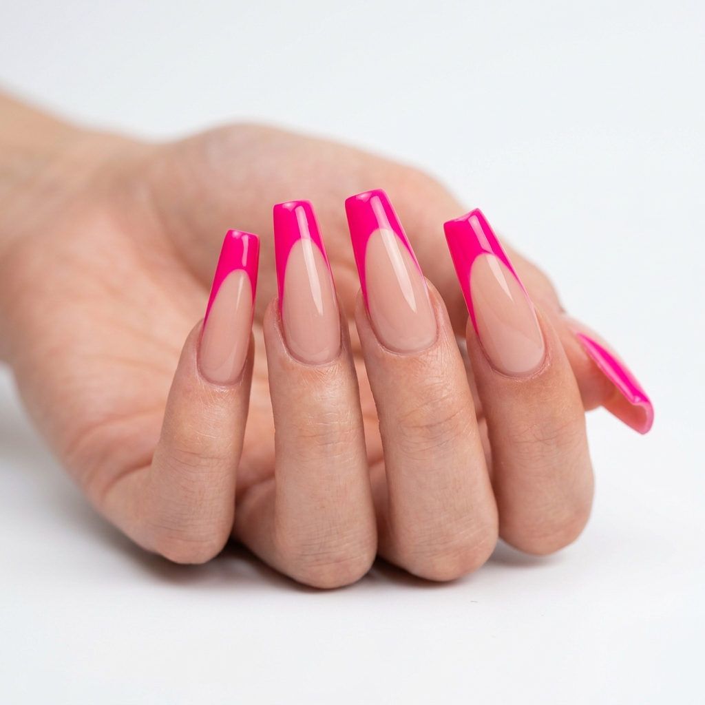Hot Pink French Tip Nails 30 Ideas: The Ultimate Guide to Bold and Playful Nail Inspiration 3 Hot Pink French Tip Nails Coffin