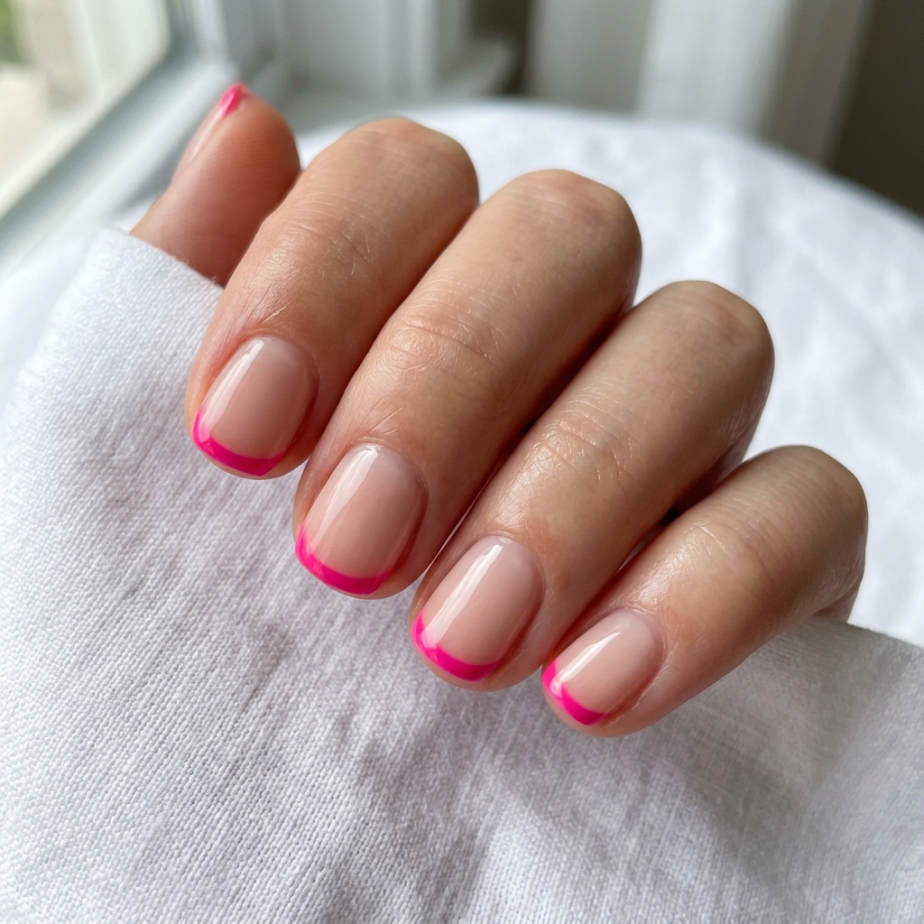 Hot Pink French Tip Nails 30 Ideas: The Ultimate Guide to Bold and Playful Nail Inspiration 5 Short Hot Pink French Tip Nails