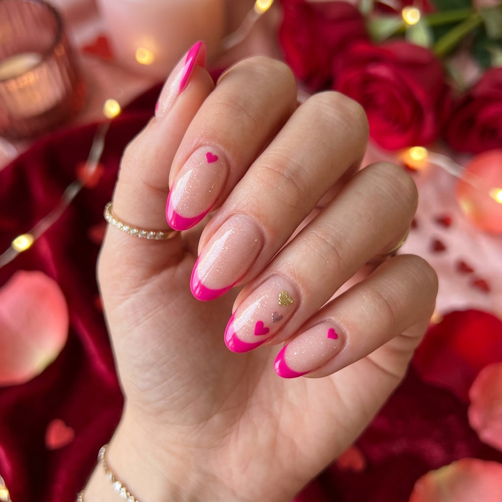 Hot Pink French Tip Nails 30 Ideas: The Ultimate Guide to Bold and Playful Nail Inspiration 24 Hot Pink French Tip for Valentine's Day