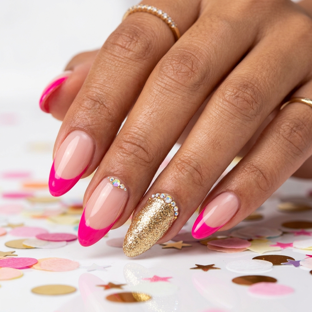 Hot Pink French Tip Nails 30 Ideas: The Ultimate Guide to Bold and Playful Nail Inspiration 25 Hot Pink French Tip for Birthday Nails