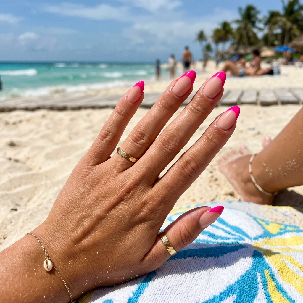 Hot Pink French Tip Nails 30 Ideas: The Ultimate Guide to Bold and Playful Nail Inspiration 23 Hot Pink French Tip for Summer