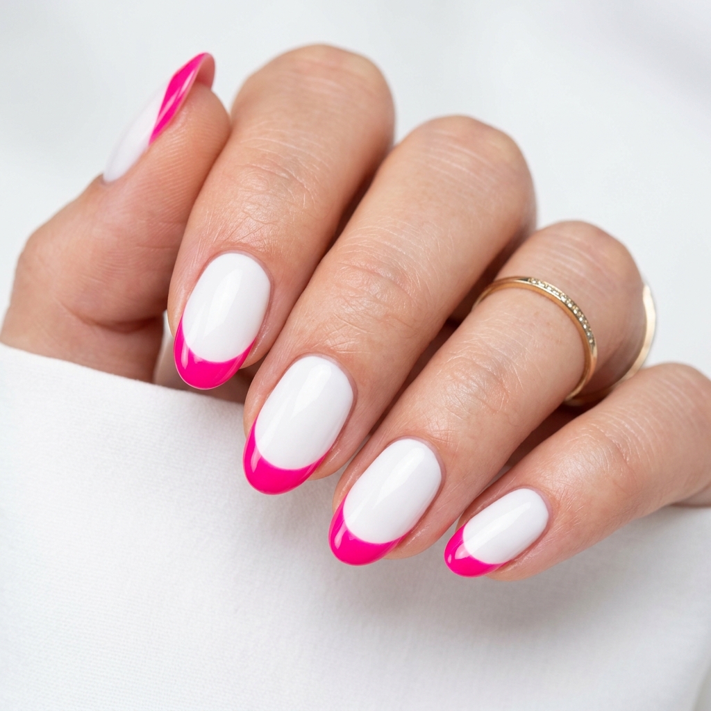 Hot Pink French Tip Nails 30 Ideas: The Ultimate Guide to Bold and Playful Nail Inspiration 22 Hot Pink and White French Tip Ideas