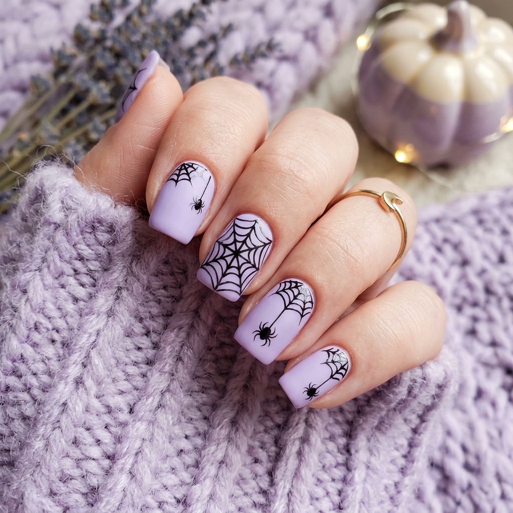 Lavender Halloween Nails Ideas