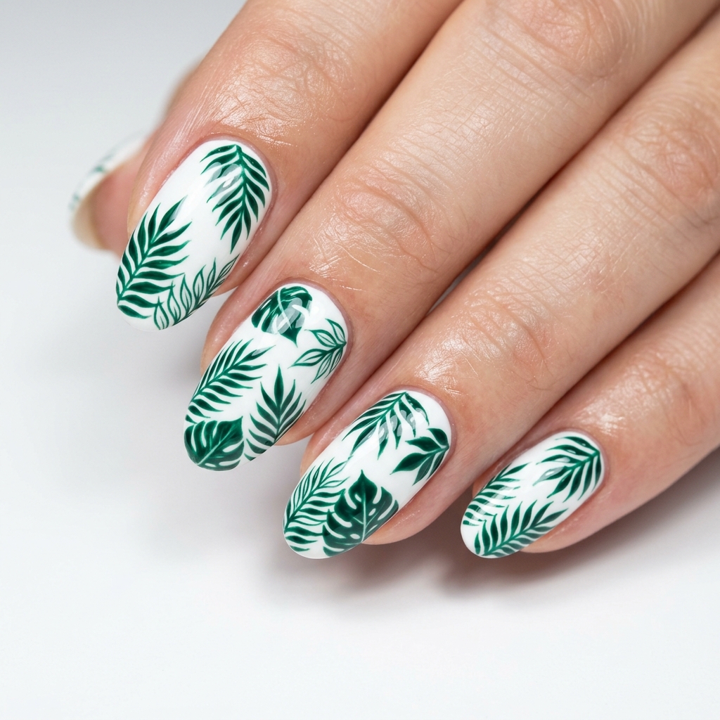 Leaf Nail Art: 30 Stunning Nature Inspired Ideas for Your Next Manicure 16 Leaf Nail Art with Gel Polish Ideas