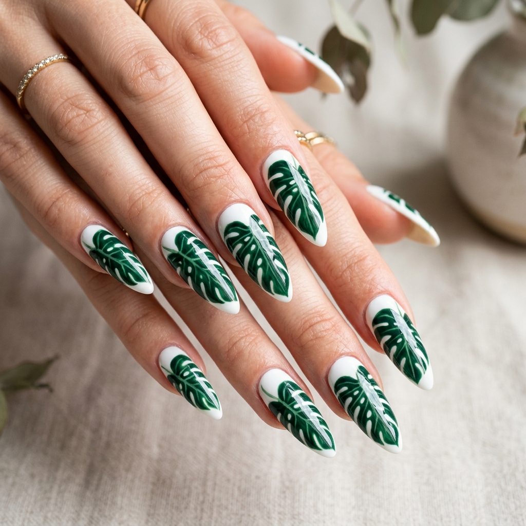 Leaf Nail Art: 30 Stunning Nature Inspired Ideas for Your Next Manicure 12 Leaf Nails Art on Long Nails Ideas