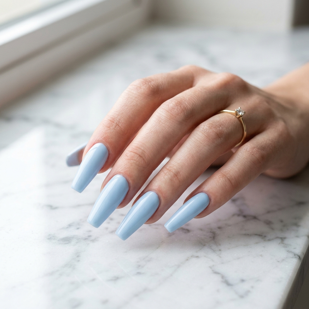 Light Blue Coffin Nail Ideas