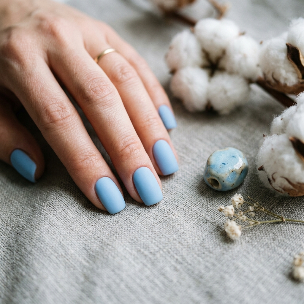 Matte Light Blue Summer Nails Ideas
