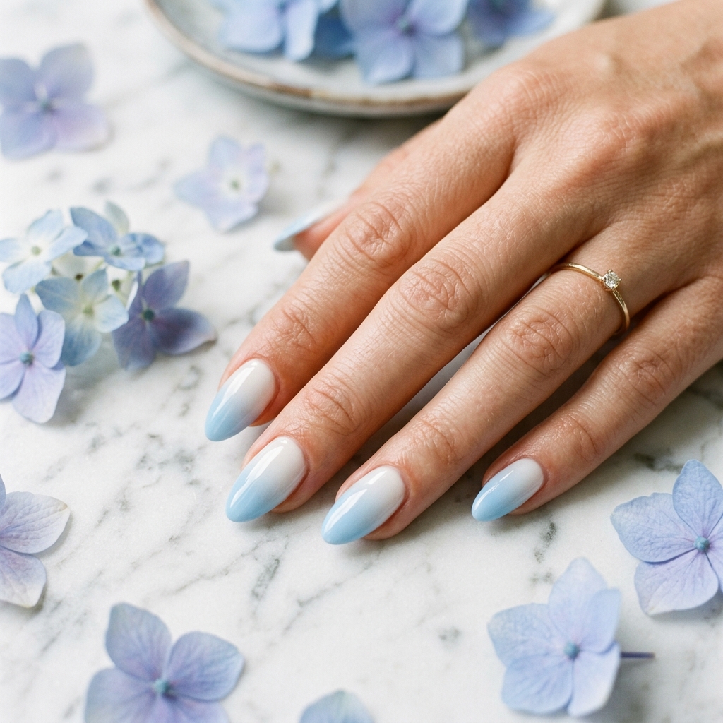 Ombre Light Blue Summer Nails Ideas