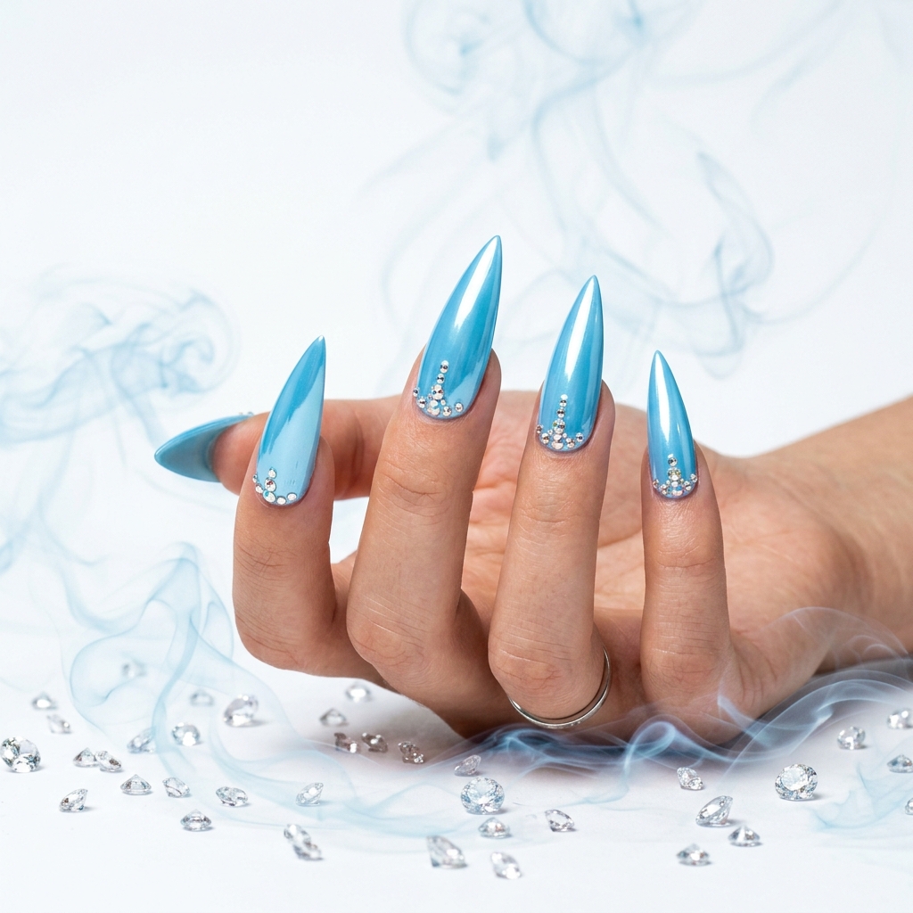 Stiletto Light Blue Summer Nails Ideas