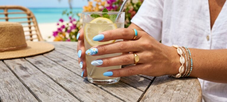 light blue summer nails
