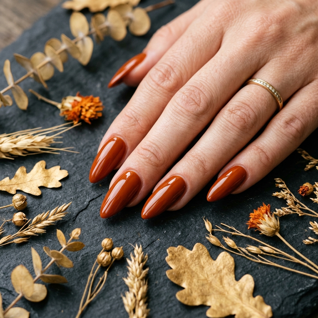 Long Orange Fall Nails Ideas