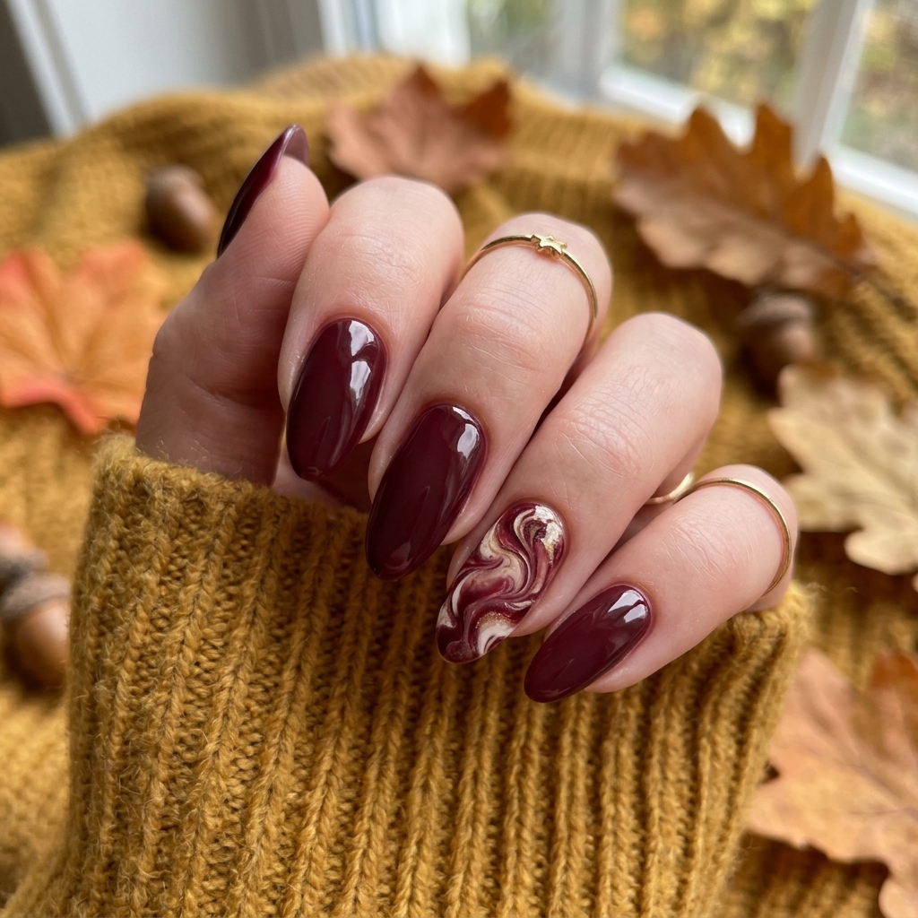 October Nail Designs: 30 Creative Ideas to Inspire Your Autumn Manicure 18 Marble October Nail Designs Ideas