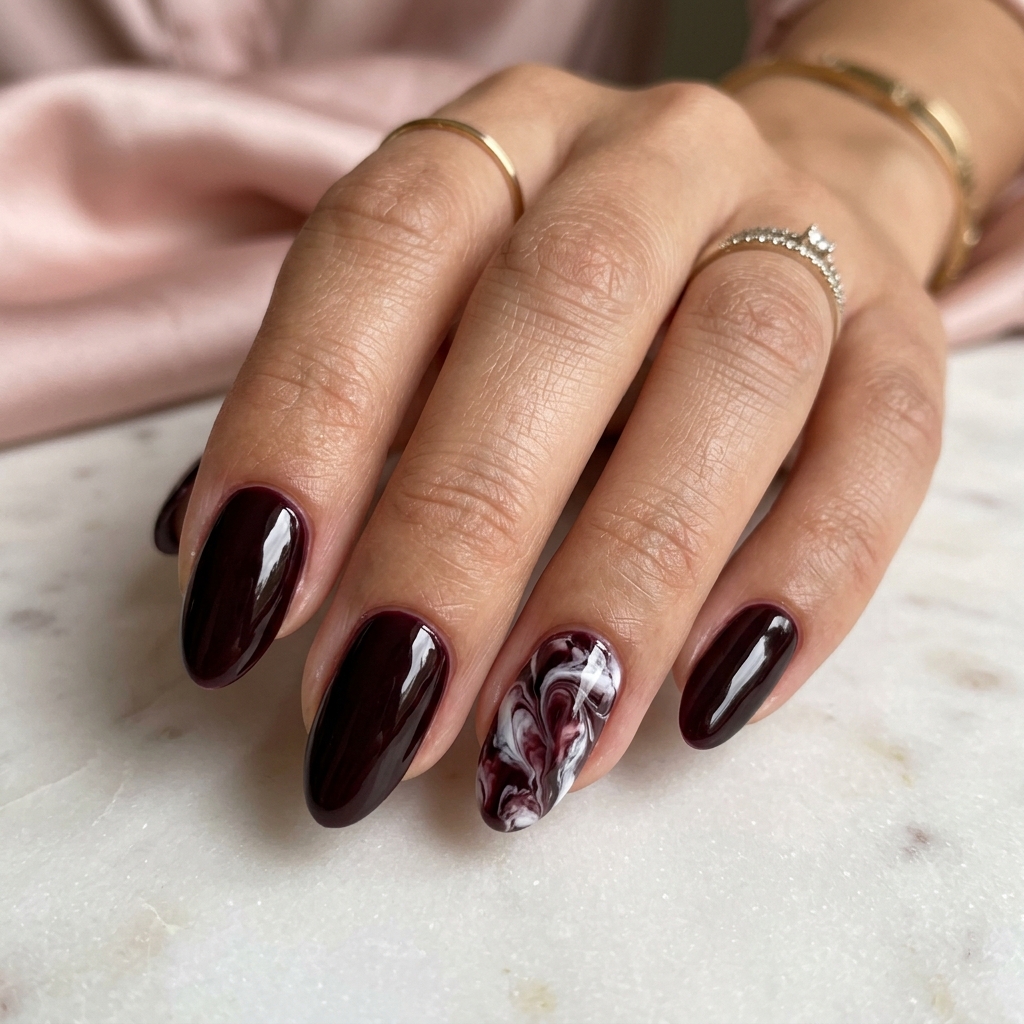 Black Cherry Nails: 30 Creative Ideas to Inspire Your Next Manicure 10 Black Cherry Marble Nails Ideas