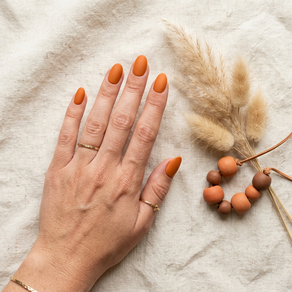 Matte Orange Fall Nails Ideas