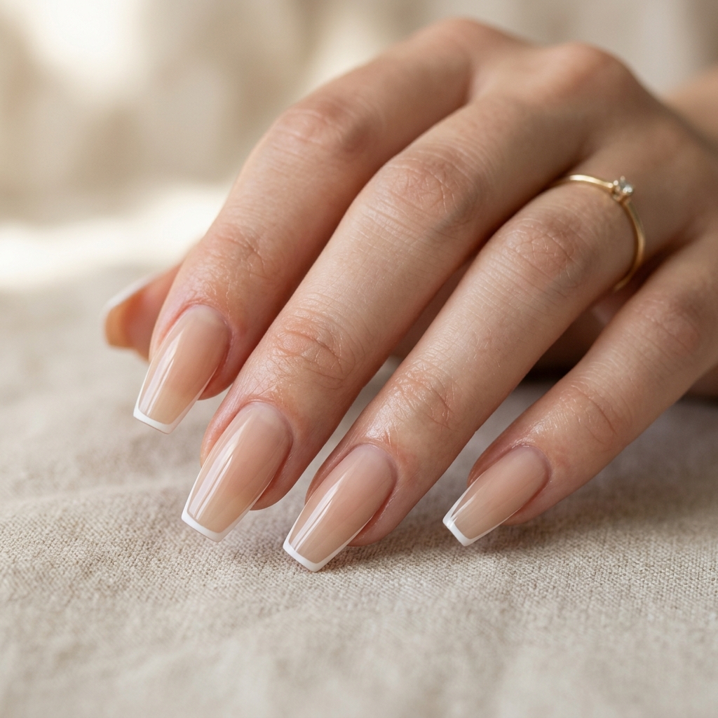 Minimalist French Tip Coffin Nails Ideas