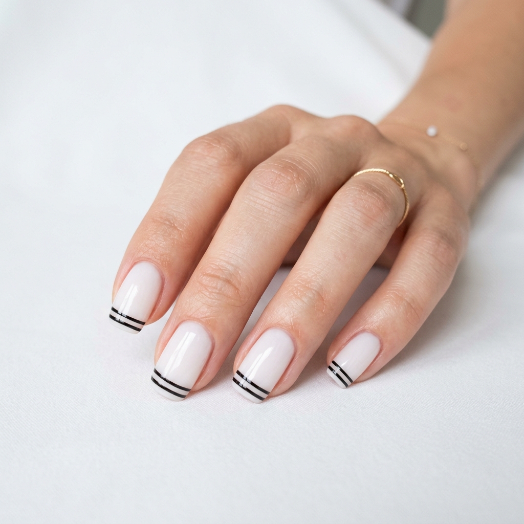 Minimalist Zebra French Tip Nails Ideas