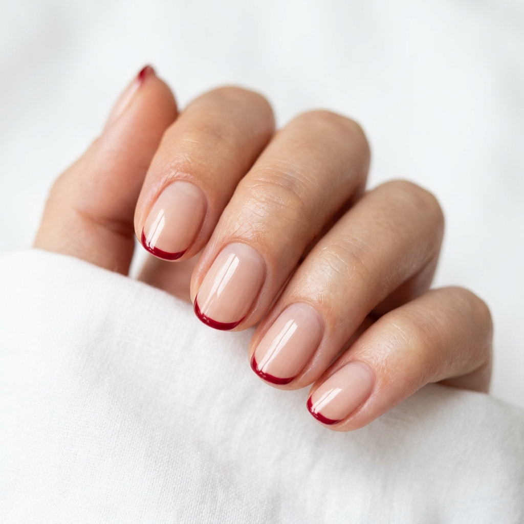 Minimalist Cherry French Tip Nails Ideas