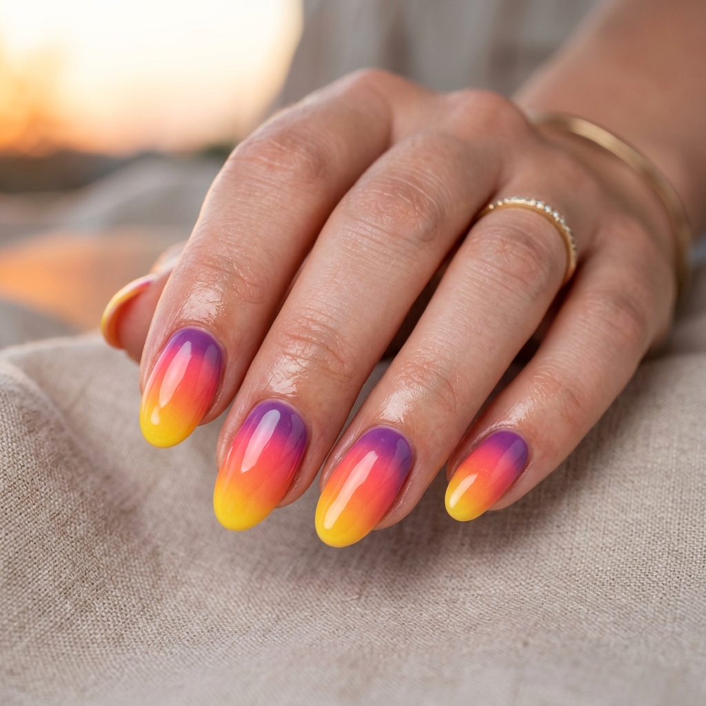 30 Vibrant Sunset Ombre Nails Ideas to Inspire Your Next Manicure 30 Multicolor Sunset Ombre Nail Ideas