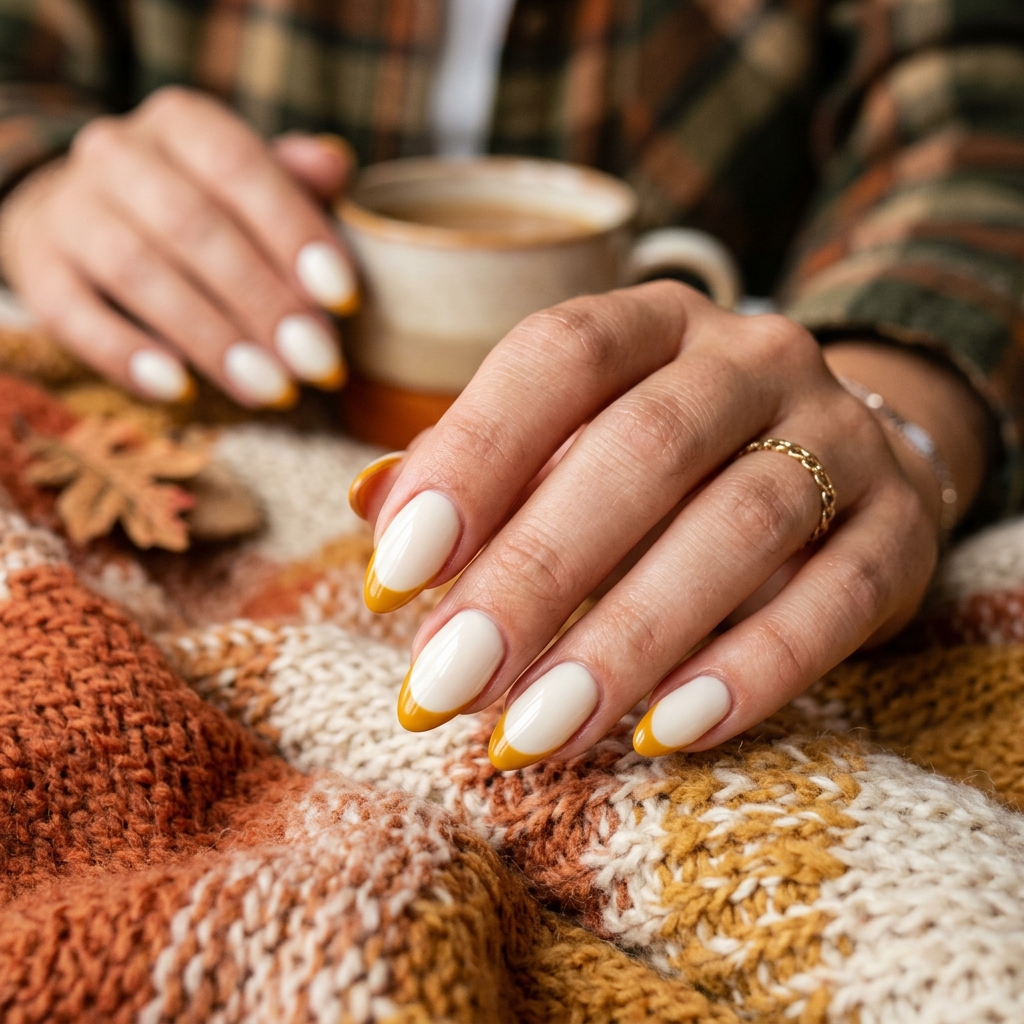 Mustard Yellow French Tip Nails Ideas