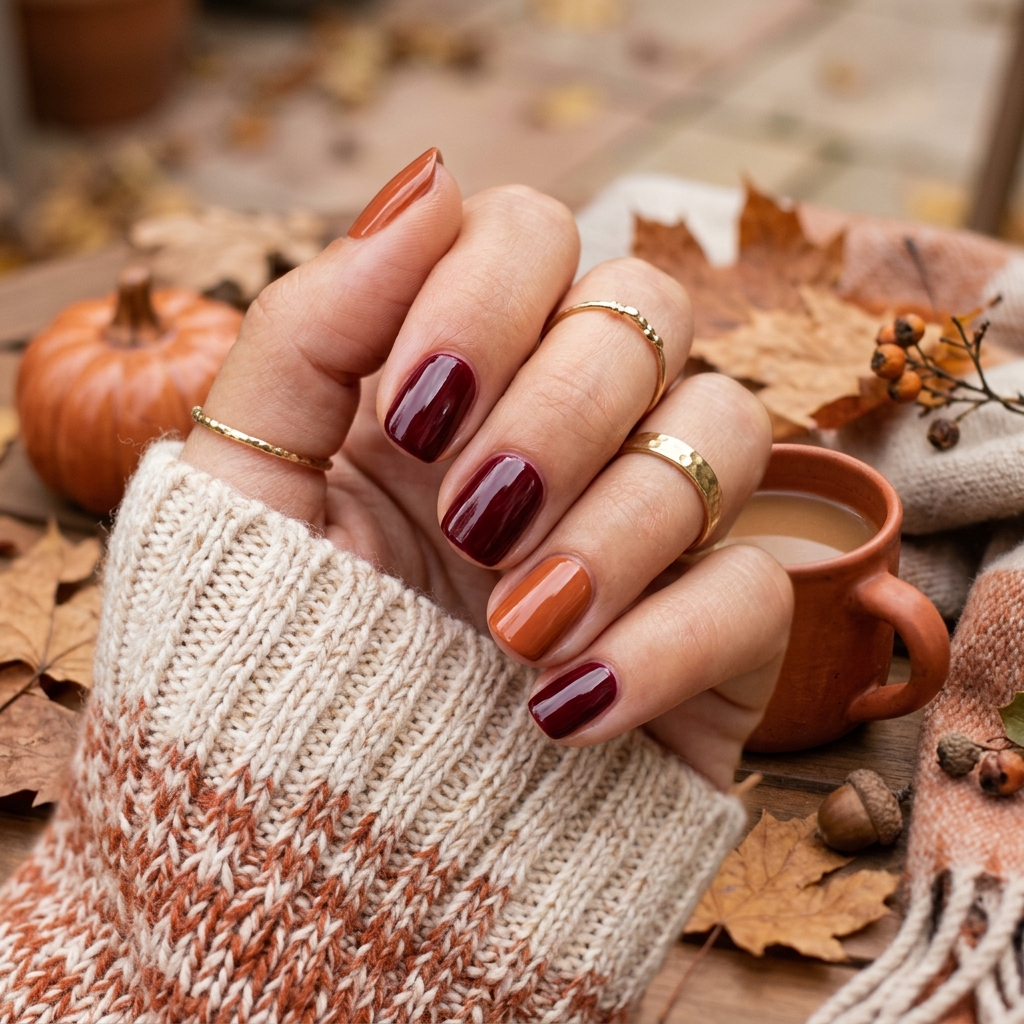 October Nail Designs: 30 Creative Ideas to Inspire Your Autumn Manicure 29 Two-Tone October Nail Designs Ideas