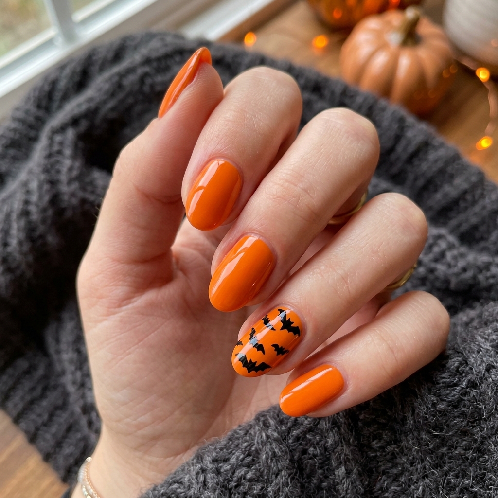 October Nail Designs: 30 Creative Ideas to Inspire Your Autumn Manicure 7 October Nail Design with Bats Ideas