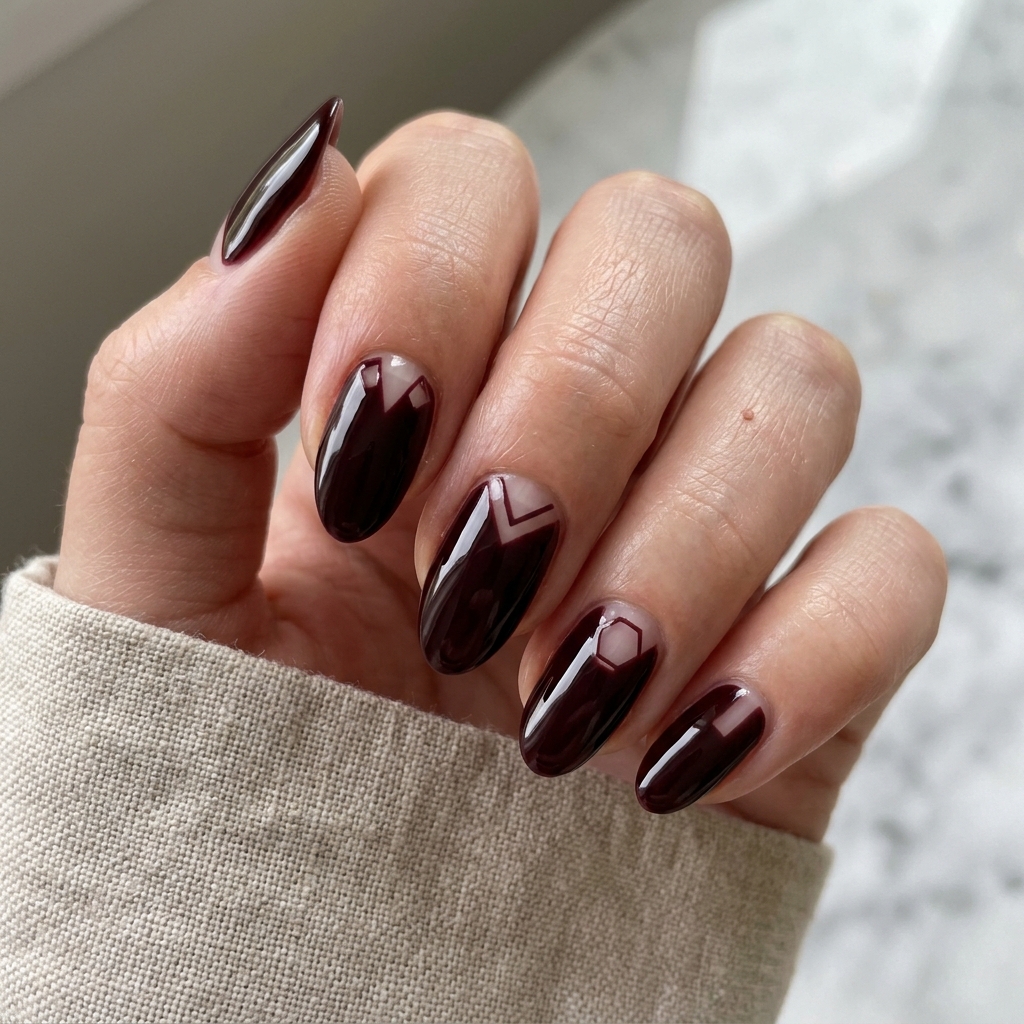 Black Cherry Nails: 30 Creative Ideas to Inspire Your Next Manicure 19 Negative Space Black Cherry Nails Ideas