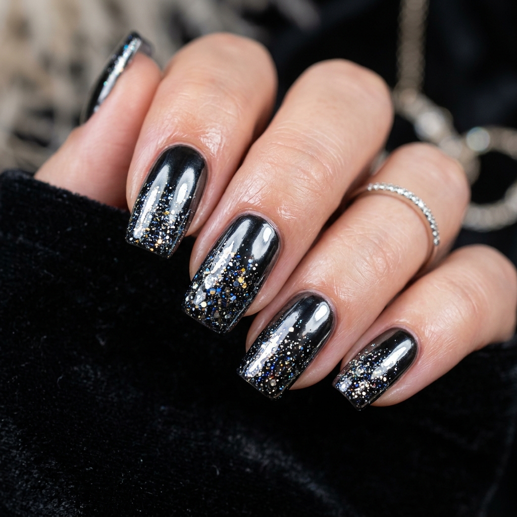 Black Sparkly Nails: 30 Creative Ideas to Inspire Your Next Manicure 10 Black Sparkly Chrome Nails Ideas