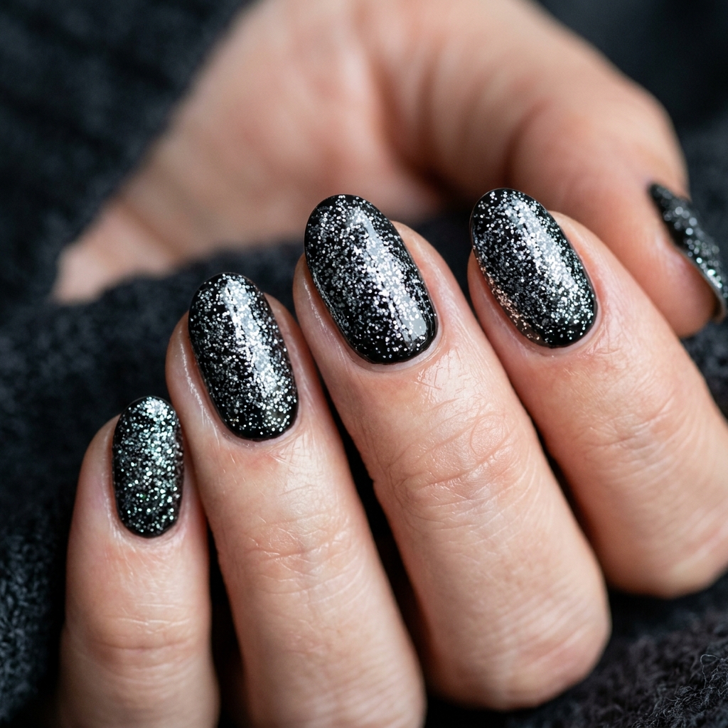 Black Sparkly Nails: 30 Creative Ideas to Inspire Your Next Manicure 4 Black and Silver Sparkly Nails Ideas