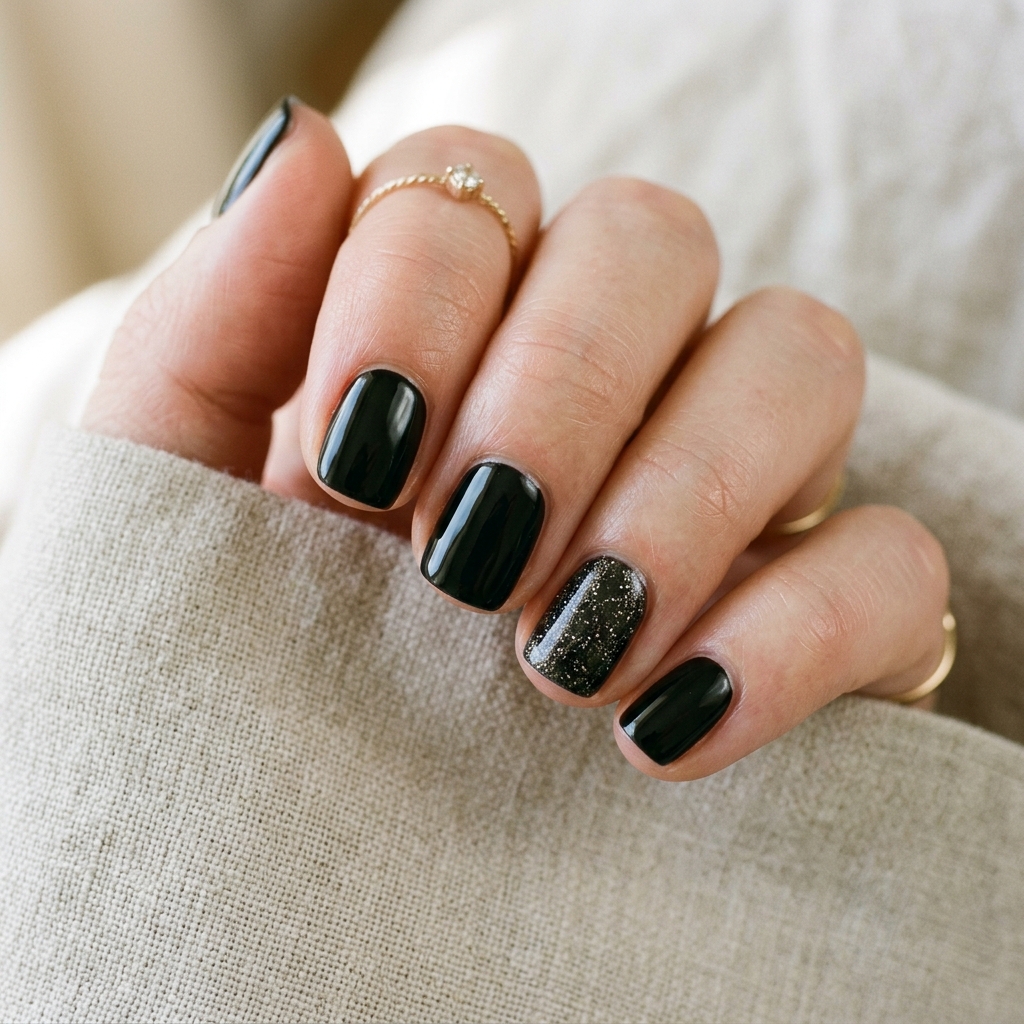 Black Sparkly Nails: 30 Creative Ideas to Inspire Your Next Manicure 31 Black Sparkly Minimalist Nails Ideas