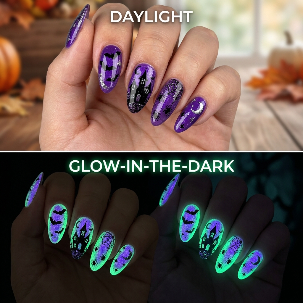 October Nail Designs: 30 Creative Ideas to Inspire Your Autumn Manicure 20 Glow in the Dark October Nails Ideas
