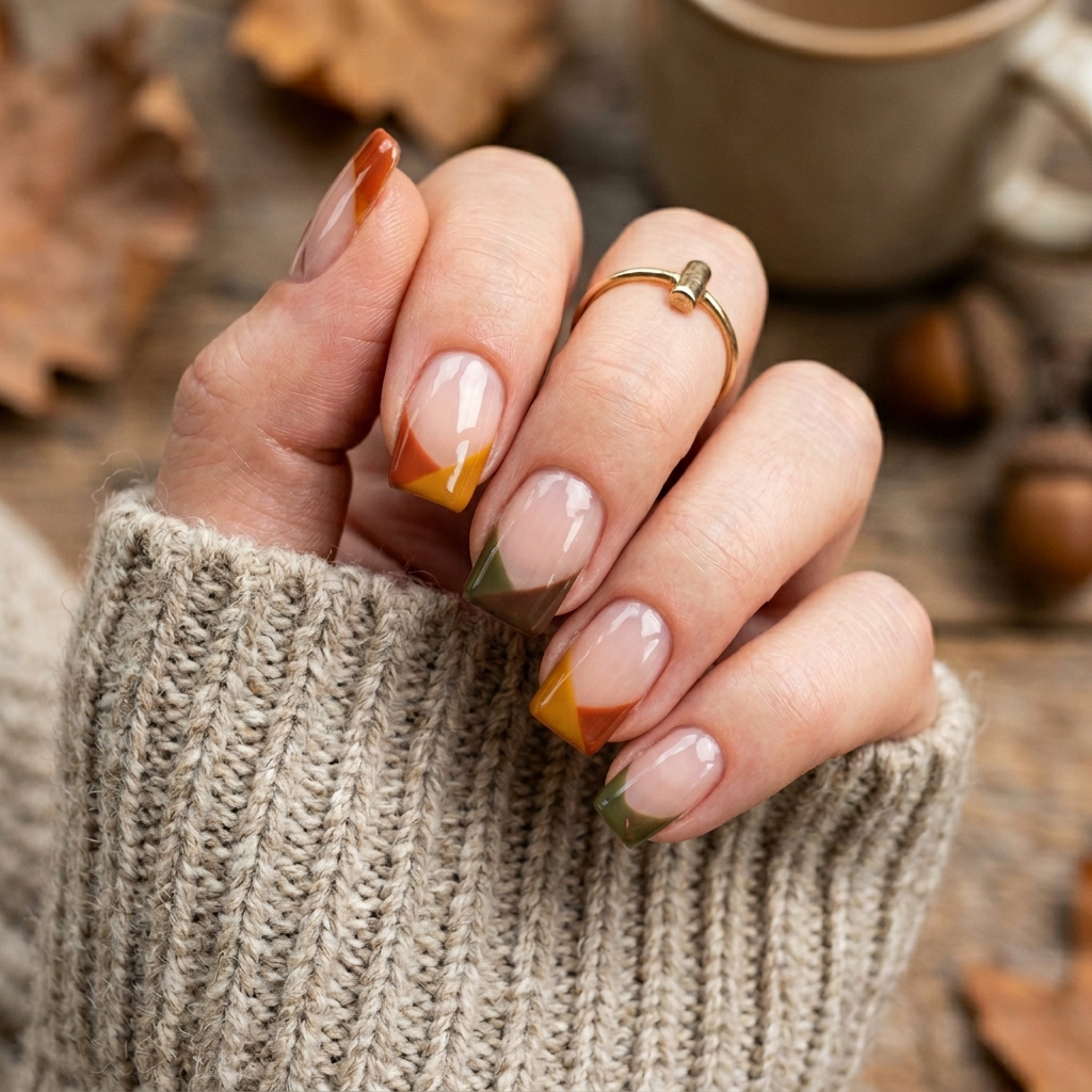 Negative Space Fall French Tip Nails Ideas
