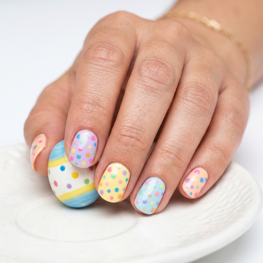 Short Easter Nails Ideas with Dots