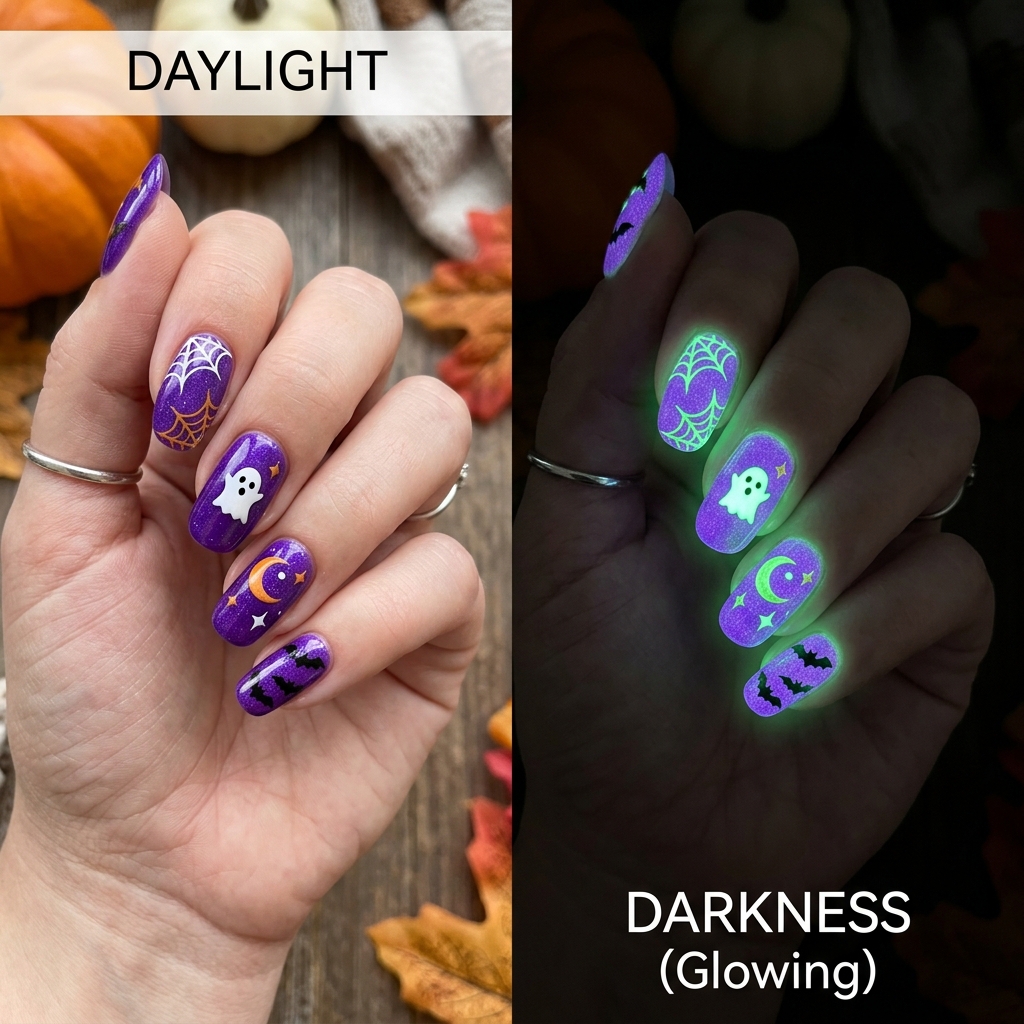 Glow in the Dark Purple Nails Ideas