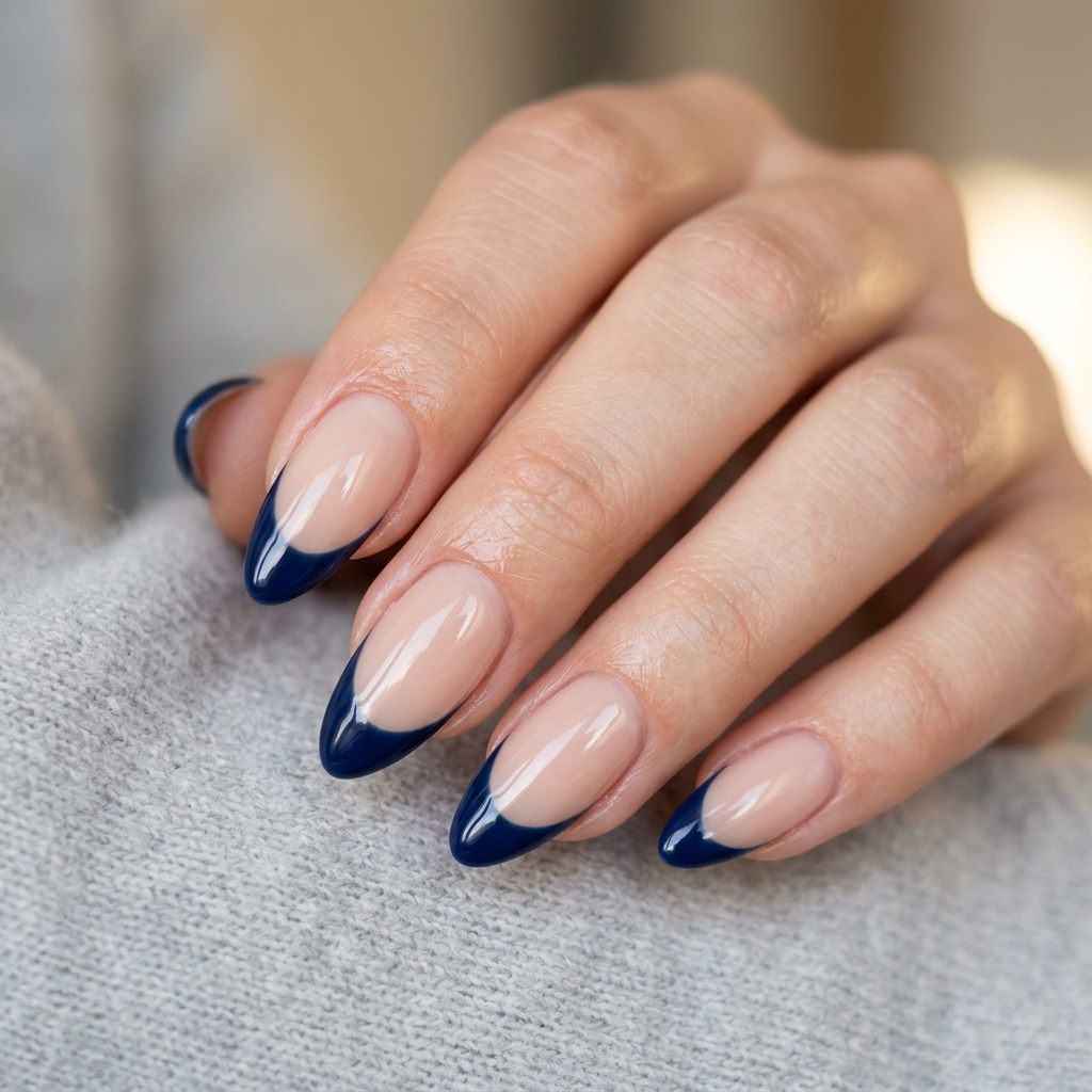 Dark Blue French Tip Nails: 30 Stunning Ideas to Inspire Your Next Manicure 2 Navy Blue French Tip Nail Ideas