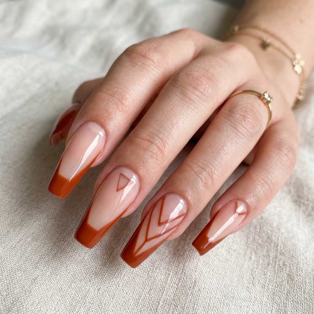 Negative Space French Tip Coffin Nail Ideas