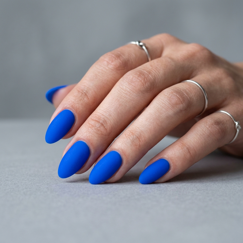 Matte Neon Blue Nail