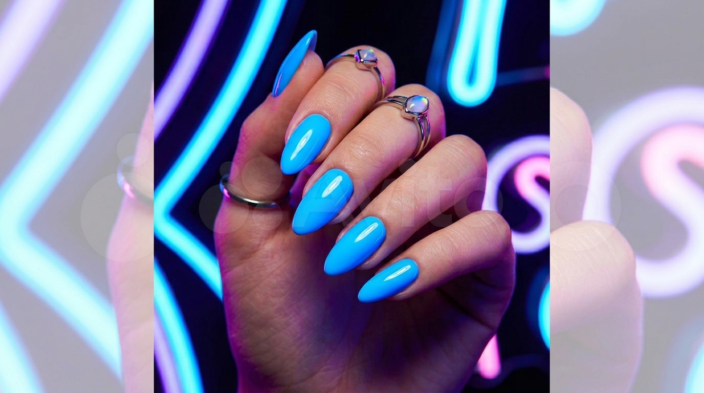 neon blue nails