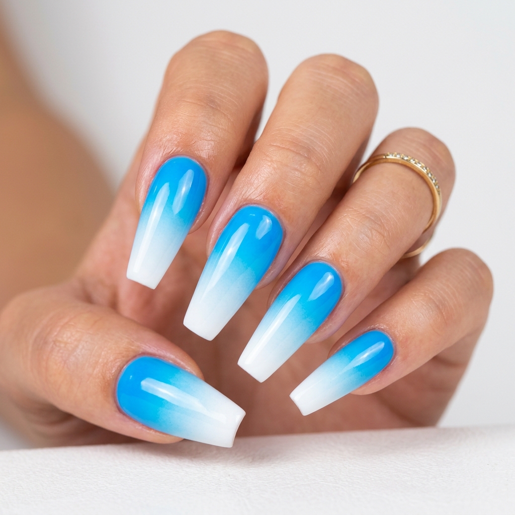 Ombre Neon Blue Nails
