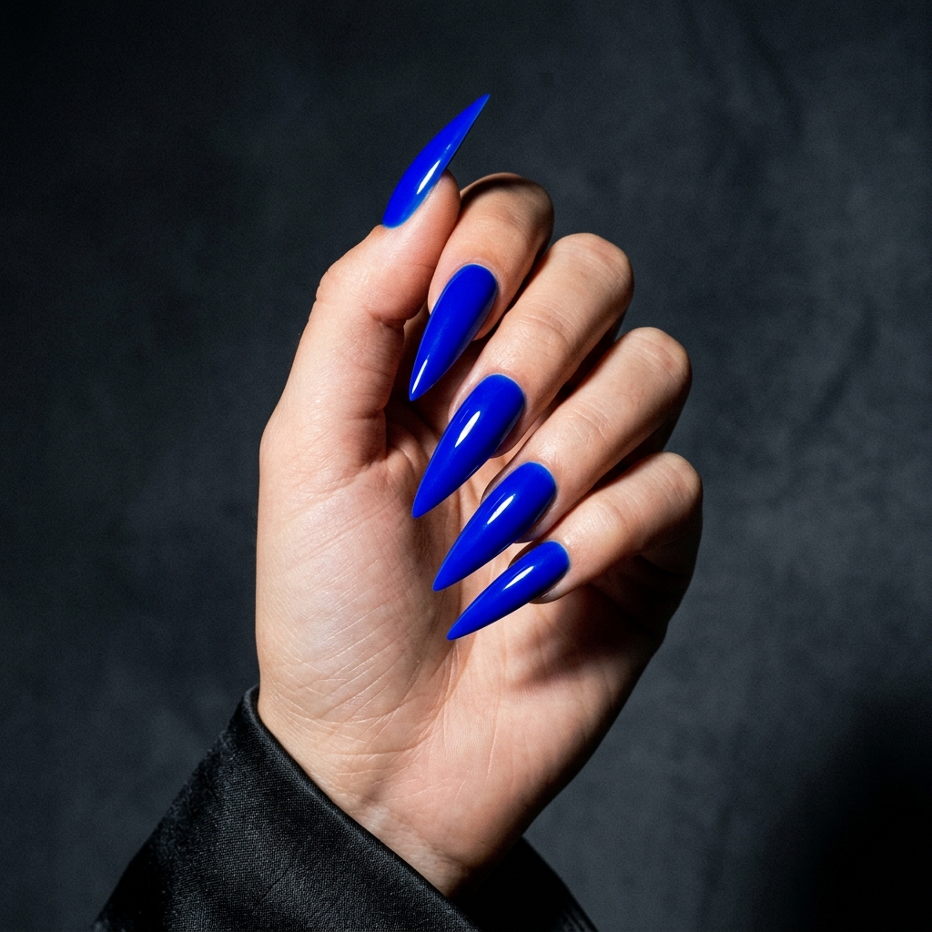 Stiletto Neon Blue Nails