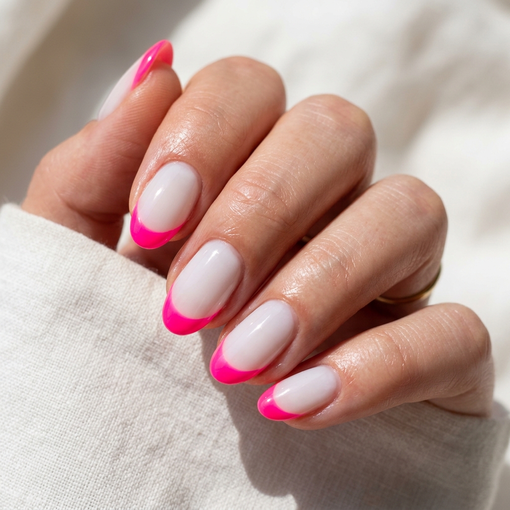 Hot Pink French Tip Nails 30 Ideas: The Ultimate Guide to Bold and Playful Nail Inspiration 7 Neon Hot Pink French Tip Nails