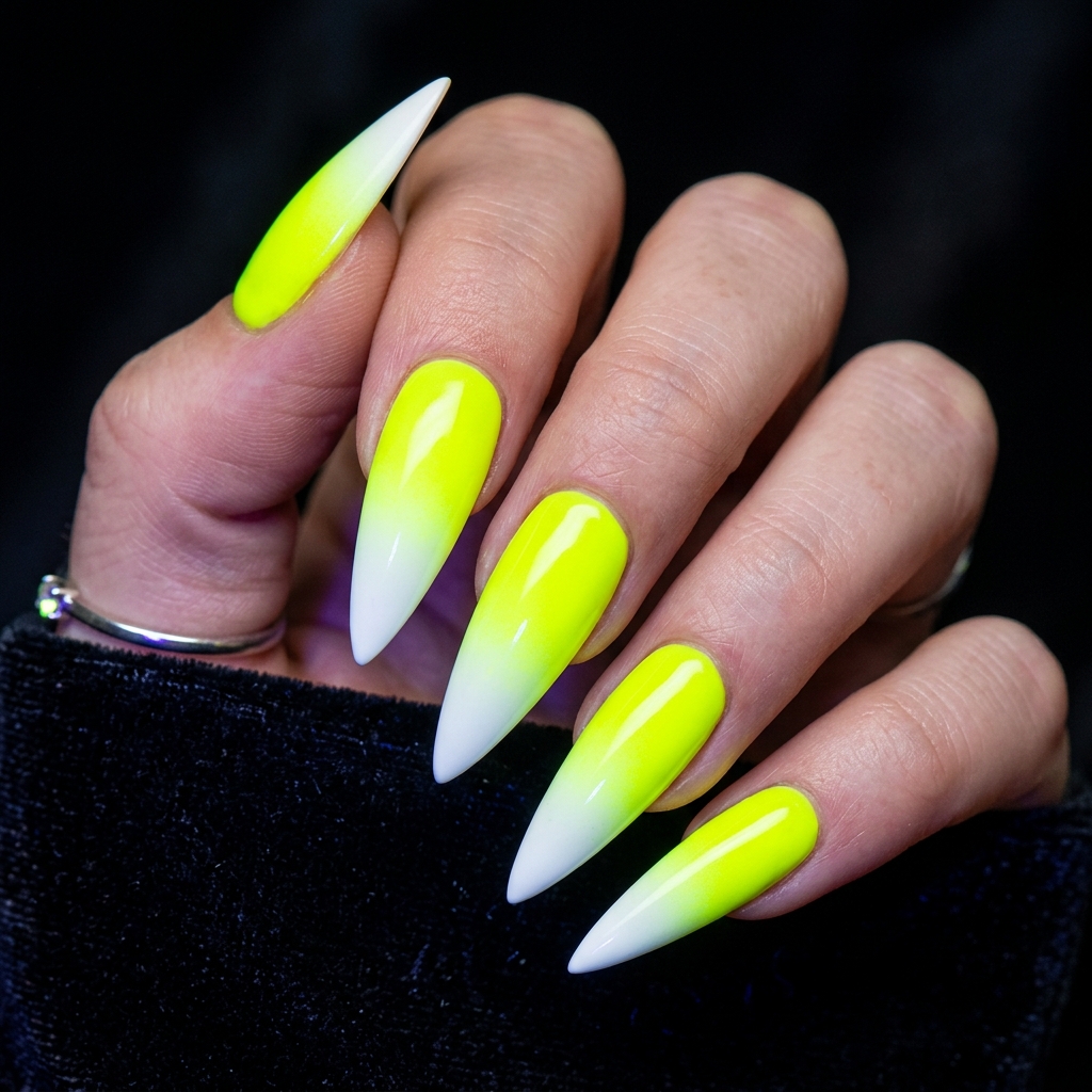 Yellow Ombre Nails 30 Ideas: The Ultimate Guide to Sunny, Gradient Manicures 9 Neon Yellow Gradient Nails