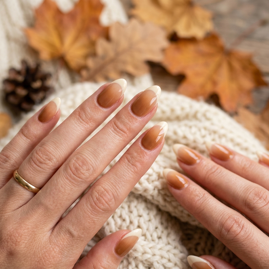 Ombre Fall French Tip Nails Ideas