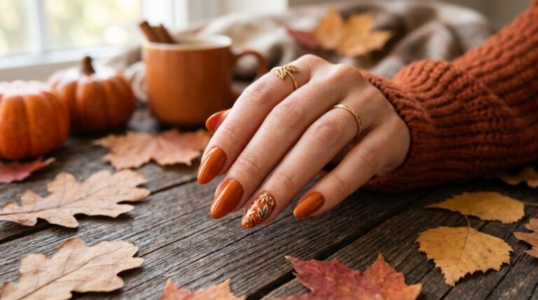 orange fall nails
